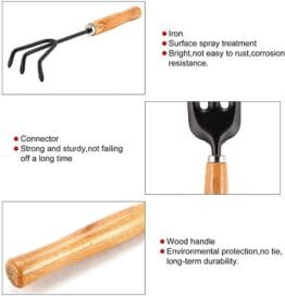 Gardening Tools kit Hand Cultivator, Small Trowel, Garden Fork (Set of 3) - Image 4