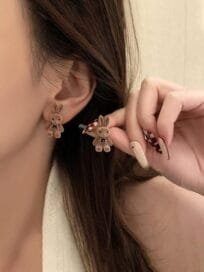 Brown Color Teddy Bear Stud Earrings (Pack of 2) - Image 3