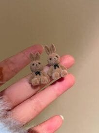 Brown Color Teddy Bear Stud Earrings (Pack of 2) - Image 2