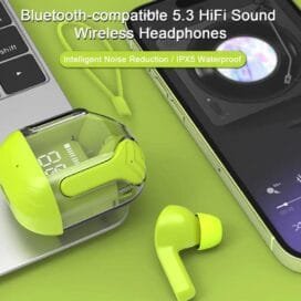 Crystal Portable LED Display Professional Clear Sound Wireless Earbuds - Image 3