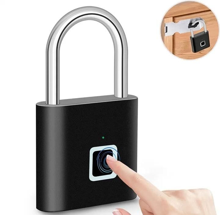 7002226606 Fingerprint Padlock Rechargeable Keyless Anti-theft Security Smart Door Lock-1 Piece ( Random Colour) - Image 1