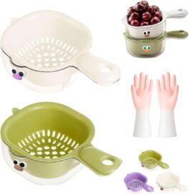 Strainer Dual-Layer Veggie & Fruit Draining Basket with Handle - Image 5