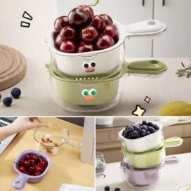 Strainer Dual-Layer Veggie & Fruit Draining Basket with Handle - Image 3