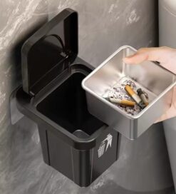 Stainless Steel Multipurpose Use Mini Dustbin & Ashtray - Image 4