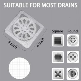10 Pcs Disposable Bathroom Drain Cover Shower Mesh Sticker Catcher Drain Cover for Bathroom, Kitchen Sink Strainer, Sink Drainer Kitchen Essentials and Kitchen Accessories Items Mesh Strainer - Image 3