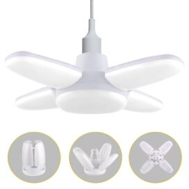 Charkee 25W Cool Day Mini fan Blade 4 Leaf Foldable LED Bulb with Angle Adjustable Ceiling Lights Home