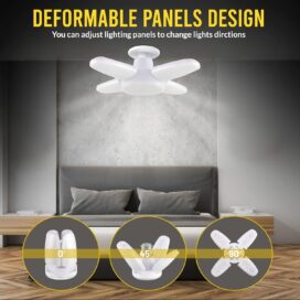 Charkee 25W Cool Day Mini fan Blade 4 Leaf Foldable LED Bulb with Angle Adjustable Ceiling Lights Home - Image 4