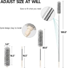 Microfiber Duster for Cleaning Telescopic Extension Long Pole Bendable Head, Scratch-Resistant Cover - Image 5
