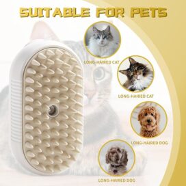 3-in-1 Steam Brush with Steamer - Suitable for Cats, Dogs and All Pets (White) - Image 4