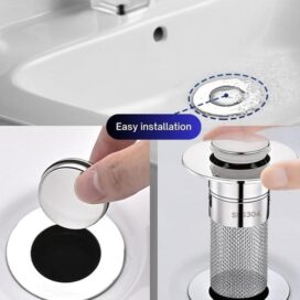 Sink Hair Filter – Removable Stainless Steel Drain Stopper Plug | Anti Clog Bathroom & Kitchen Drain Strainer | Reusable Wash Basin Hair Catcher | By Ali Shipping - Image 2