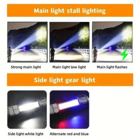 High Power LED Flashlight Powerful TYPE-C Rechargeable COB Flashlight With Side Light Torch For Outdoor Camping Hiking - Image 7
