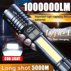 High Power LED Flashlight Powerful TYPE-C Rechargeable COB Flashlight With Side Light Torch For Outdoor Camping Hiking - Image 2