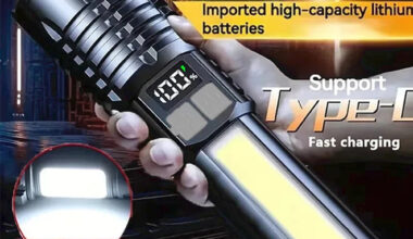 High Power LED Flashlight Powerful TYPE-C Rechargeable COB Flashlight With Side Light Torch For Outdoor Camping Hiking