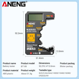 ANENG BT189 Button Cell Battery Tester 9V N D C AA AAA Universal Household LCD Display Battery Tester Power Bank Detectors Tools - Image 7