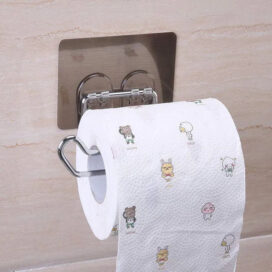 Stailess Steel Wall Mount Self Adhesive Toilet Paper Holder - Image 3